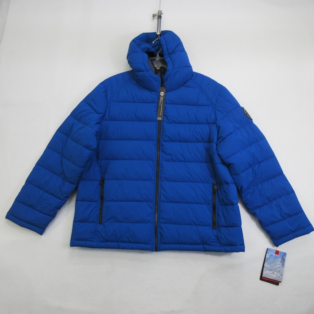 HFX Men Jacket XXL Puffer Thermate Recycled Insulated Hooded Stretch Blue New